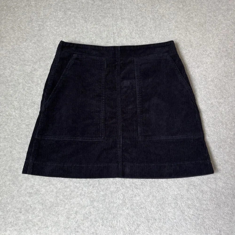 Uniqlo Corduroy Mini Skirt Women 6 Blue Navy Textured Pockets